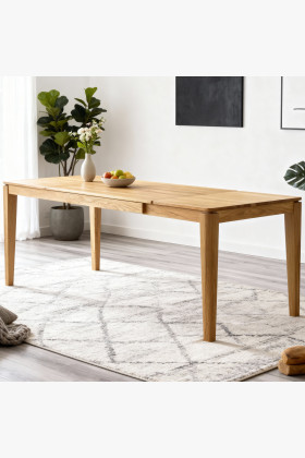 Ausziehbarer Esstisch Eiche massiv 140x90 cm naturöl